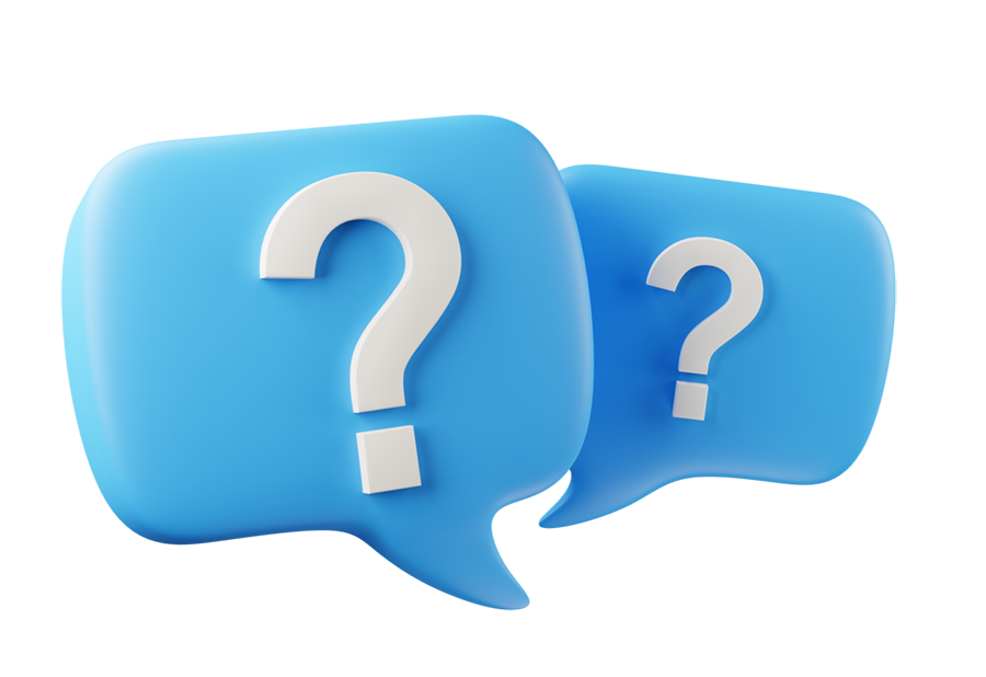 Deux bulles de dialogue bleues avec des points d'interrogation blancs, symbolisant les questions fréquentes sur le massage californien de EMPAB